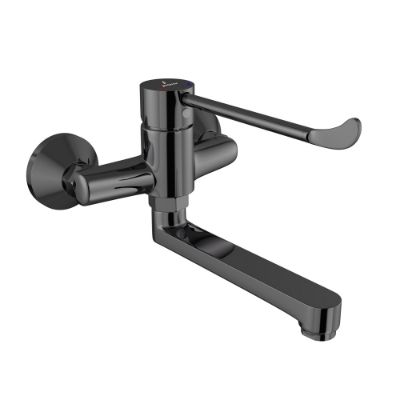 Picture of Single Lever Surgical Purpose Elbow Action Sink Mixer (Wall Mounted) - Black Chrome