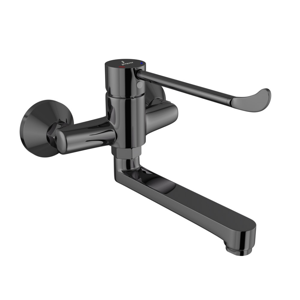 Picture of Single Lever Surgical Purpose Elbow Action Sink Mixer (Wall Mounted) - Black Chrome