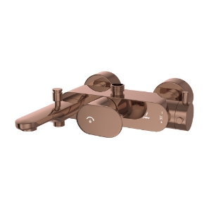Picture of Exposed Thermostatic Bath & Shower Mixer 3-in-1  System - Blush Gold PVD