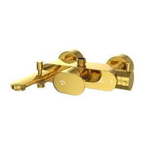 Picture of Exposed Thermostatic Bath & Shower Mixer 3-in-1  System - Gold Bright PVD