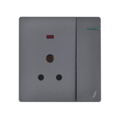 Picture of Three Pin Socket With Indicator And Big Switch - Grey