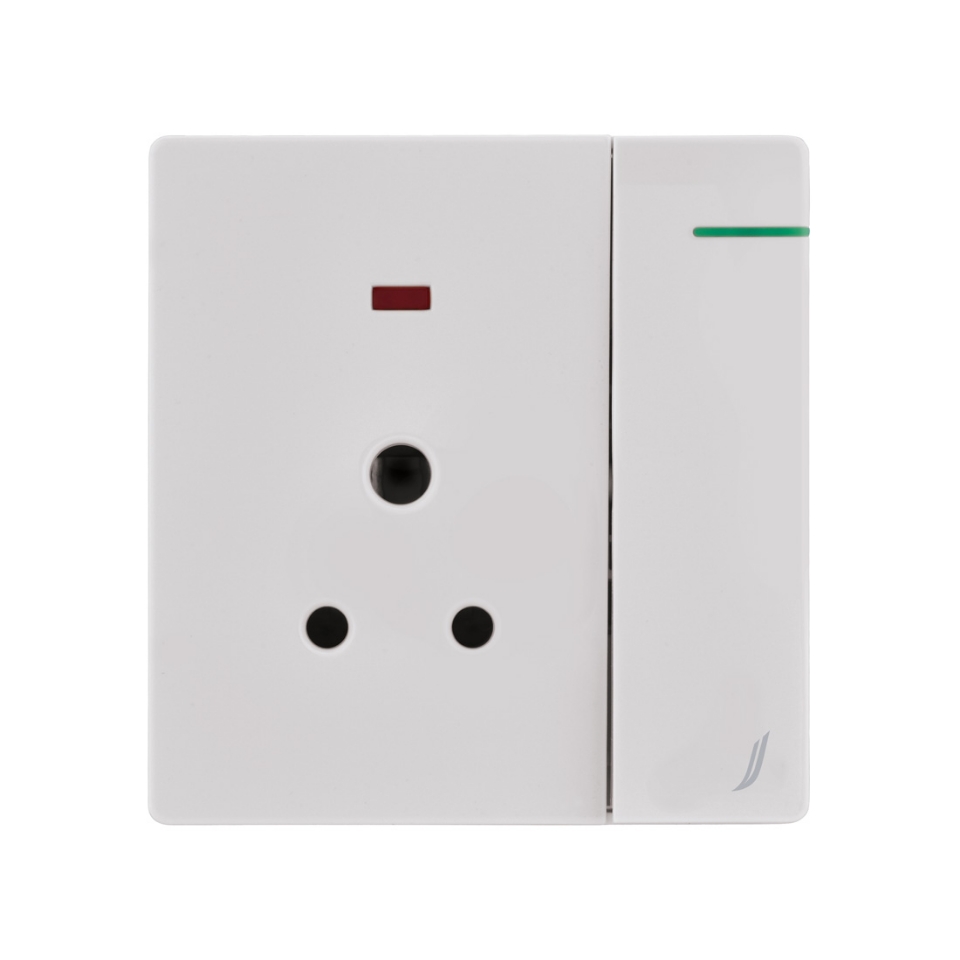 Picture of Three Pin Socket With Indicator And Big Switch -White