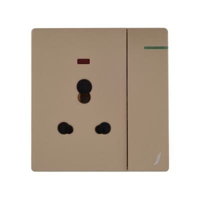 Picture of Three Pin Socket With Indicator And Big Switch - Gold