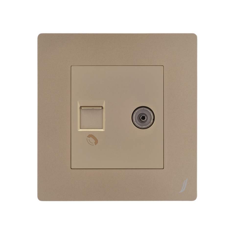 Picture of Television & Telephone Socket - Gold
