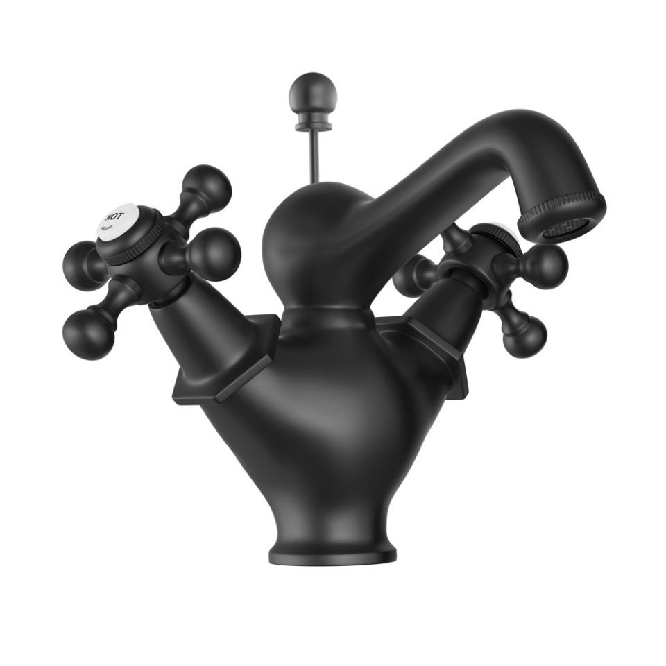 Picture of Central Hole Basin Mixer with popup waste - Black Matt