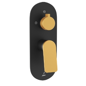 Picture of Aquamax Exposed Part Kit of Single Lever Shower Mixer with 3-way diverter -  Lever: Gold Matt PVD | Body: Black Matt