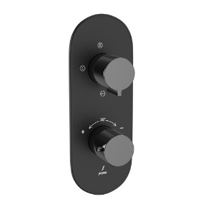 Picture of Aquamax Thermostatic Shower Mixer With 3-Way Diverter - Lever: Black Chrome | Body: Black Matt