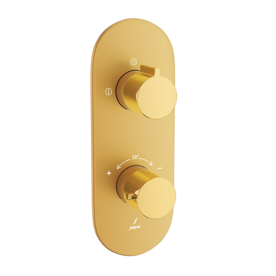 Picture of ऐक्वामैक्स एक्स्पोज़्ड पार्ट किट ऑफ थर्मोस्टैटिक शॉवर मिक्सर विद 2-वे डायवर्टर - लीवर: गोल्ड ब्राइट PVD | बॉडी: गोल्ड मैट PVD