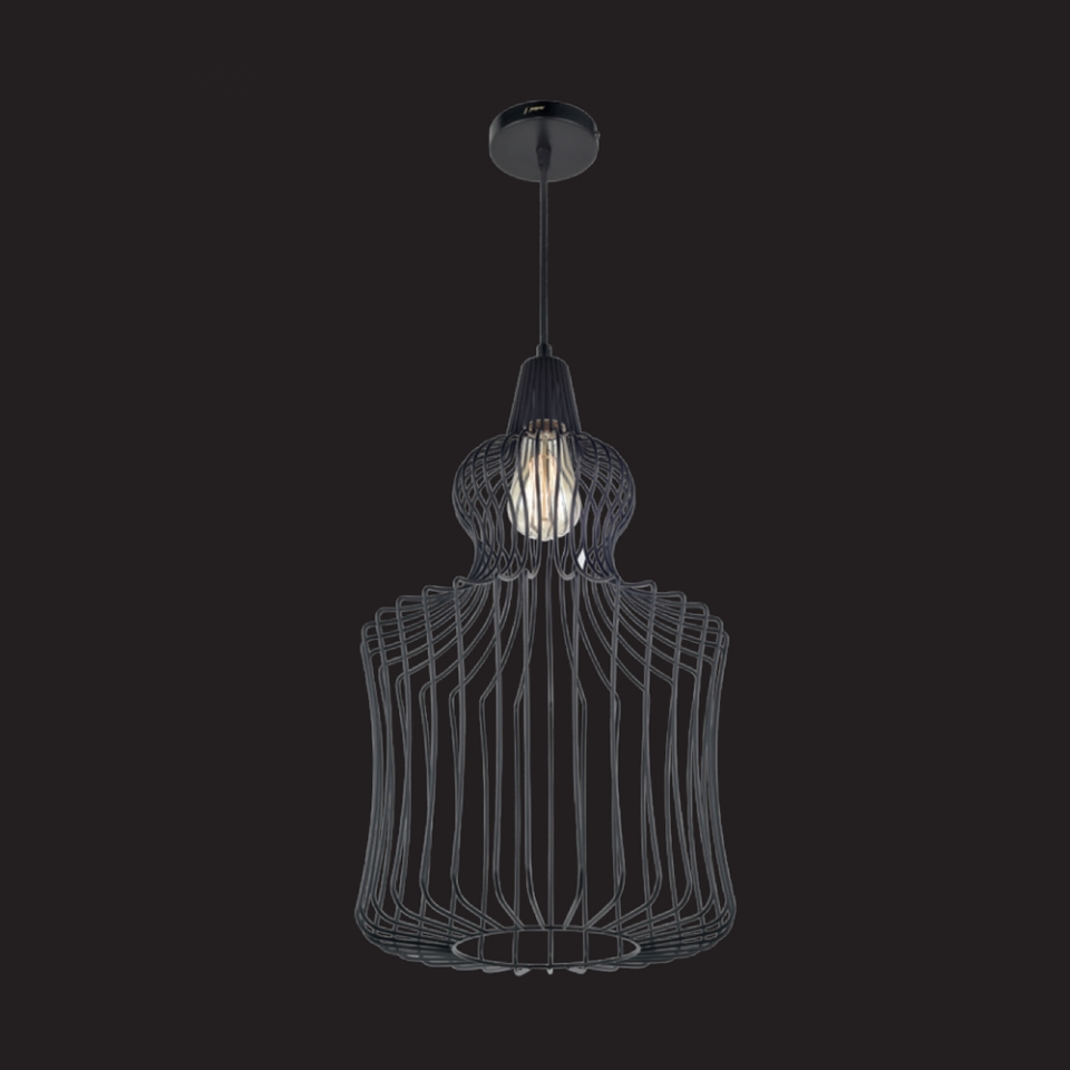 Picture of 1 Light wire mesh pendant black powder coated