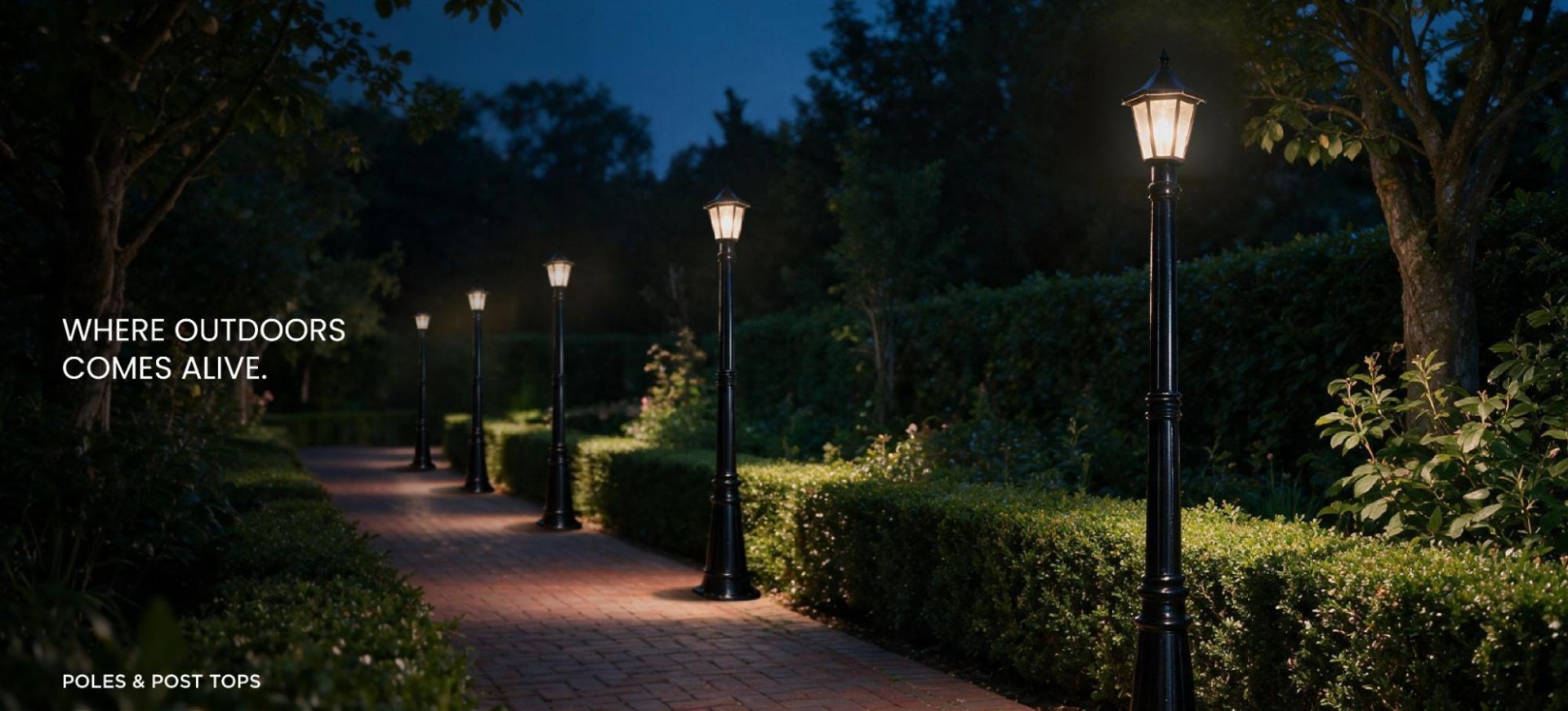 LED Post Top Lights in garden