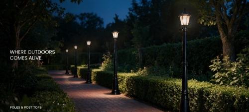 LED Post Top Lights in garden