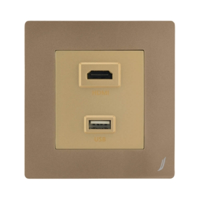 Picture of HDMI+USB SOCKET - Gold