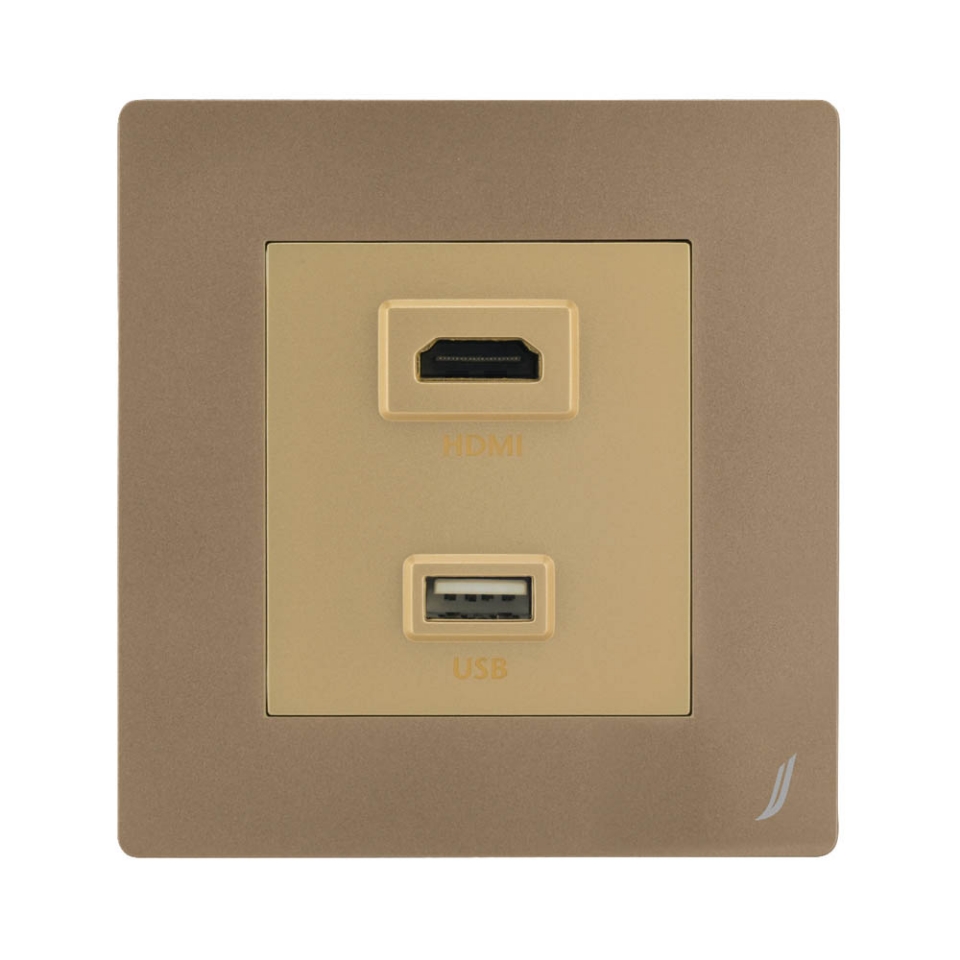 Picture of HDMI+USB SOCKET - Gold