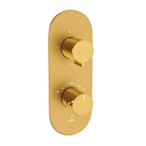 Picture of Aquamax Thermostatic Shower Mixer With 3-Way Diverter- Lever: Gold Bright PVD | Body: Gold Matt PVD