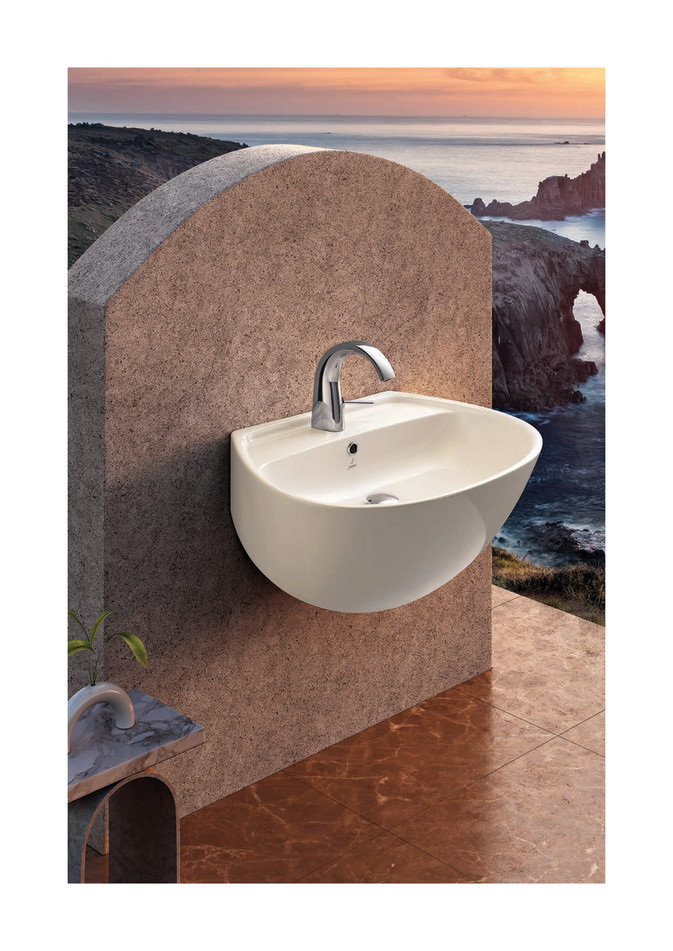 Wall mounted sink that saves floor space in a powder room